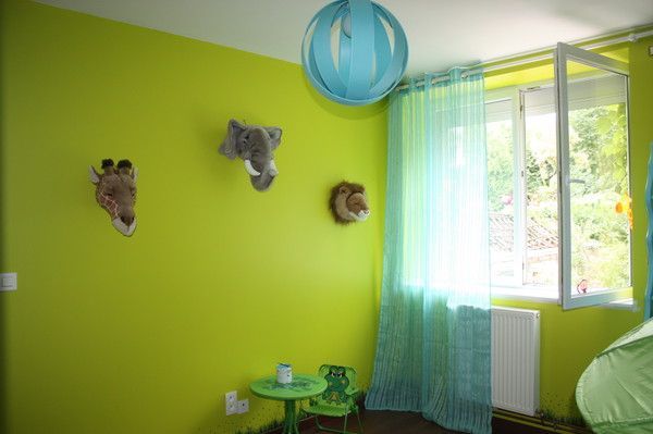 Decoration safari chambre enfant Chambre bebe vert bleu